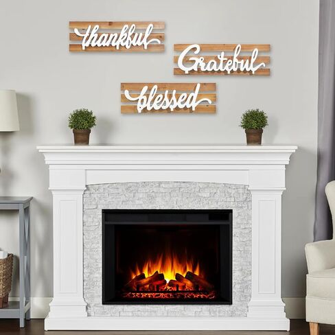 Rustic Thankful Signs for Home Decor 16 Inches, Hanging Wooden Craft Give Thanks Sign for Wall Decor Living Room, Handmade Farmhouse Thankful Grateful Blessed Sign for Bedroom Kitchen in Saudi Arabia