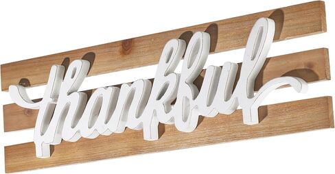 Rustic Thankful Signs for Home Decor 16 Inches, Hanging Wooden Craft Give Thanks Sign for Wall Decor Living Room, Handmade Farmhouse Thankful Grateful Blessed Sign for Bedroom Kitchen in Saudi Arabia