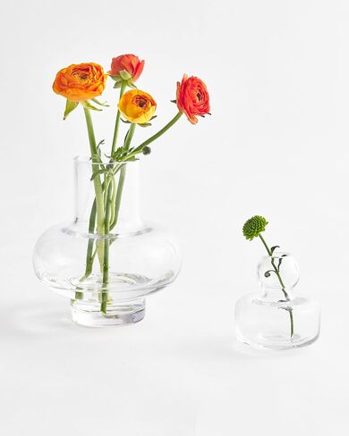 MARIMEKKO Clear Glass Flower Vase — Upgrade Your Home Decor with Our Modern Vases for Centerpieces — Perfect Small Glass Vases for Flowers (4" L x 4" W) in Saudi Arabia