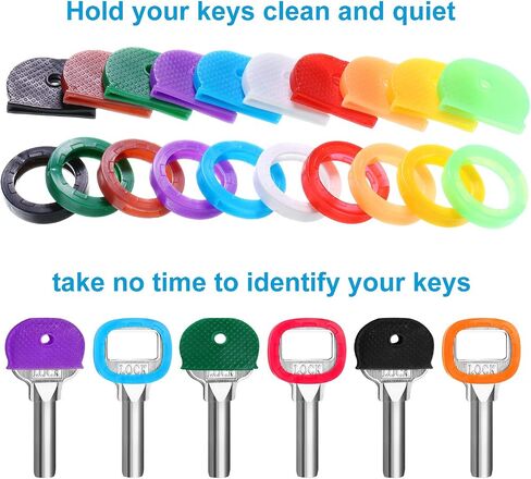 Blulu 80 Pieces Key Color Covers Key Caps Tags Covers Set Plastic Key Identifier Rings Key Toppers for Keys Organization House Key, 2 Styles (Macaron Color, Semicircular) in Saudi Arabia