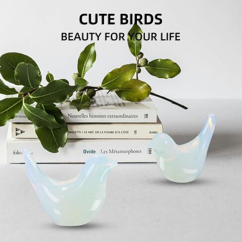 Opalite Bird Crystals Figurine Little Bird Decor Healing Stone Small Animal Statues Gift Polished Carved Gemstones Sculpture Office Home Desk Natural Contemporary Decor in Saudi Arabia