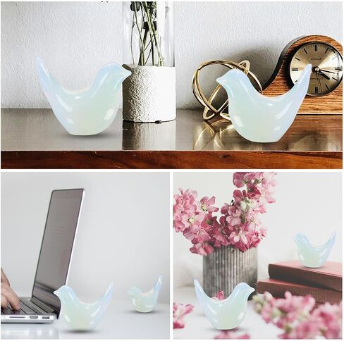 Opalite Bird Crystals Figurine Little Bird Decor Healing Stone Small Animal Statues Gift Polished Carved Gemstones Sculpture Office Home Desk Natural Contemporary Decor in Saudi Arabia