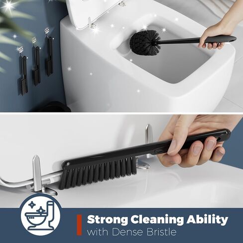 Toilet Brush, 3 Pack Toilet Brush and Holder Set Bathroom Accessories, Toilet Bowl Brush and Holder with 3 Crevice Brush for Bathroom, Toilet Scrubber Brush (White) in Saudi Arabia
