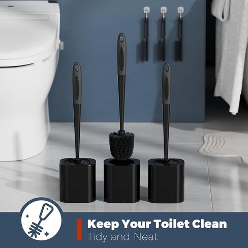 Toilet Brush, 3 Pack Toilet Brush and Holder Set Bathroom Accessories, Toilet Bowl Brush and Holder with 3 Crevice Brush for Bathroom, Toilet Scrubber Brush (White) in Saudi Arabia