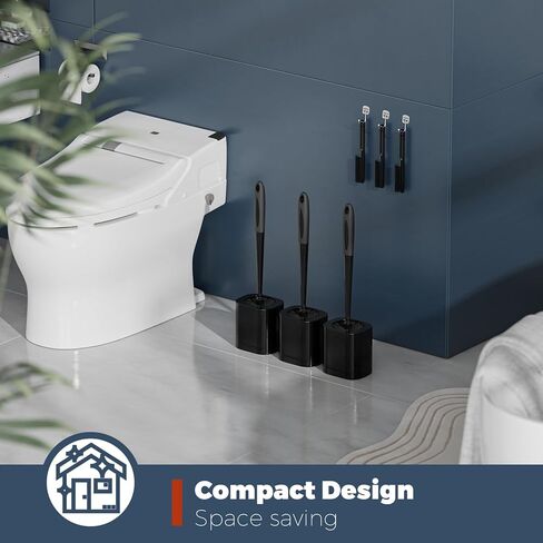 Toilet Brush, 3 Pack Toilet Brush and Holder Set Bathroom Accessories, Toilet Bowl Brush and Holder with 3 Crevice Brush for Bathroom, Toilet Scrubber Brush (White) in Saudi Arabia