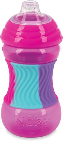 Nuby No Spill Sili Bands 10oz Soft Spout Cup with Textured Easy Grip Silicone Band - Aqua in Saudi Arabia