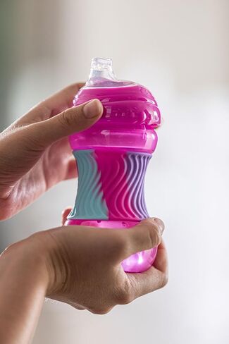 Nuby No Spill Sili Bands 10oz Soft Spout Cup with Textured Easy Grip Silicone Band - Aqua in Saudi Arabia