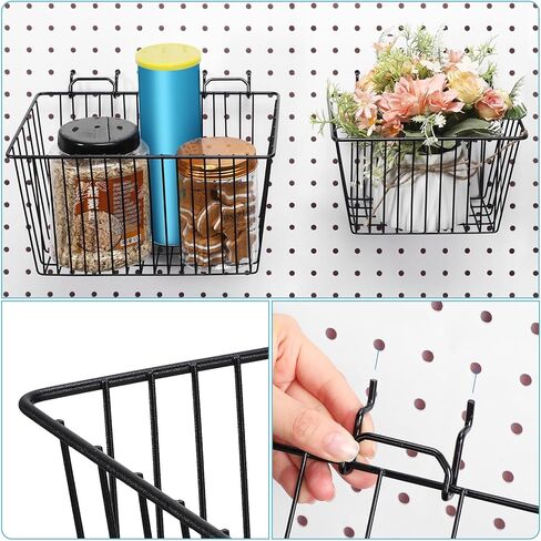 4 عبوات من سلال Pegboard من Sieral، مجموعة متنوعة من خطافات Pegboard لتخزين الأدوات المختلفة، نظام تخزين أجزاء Pegboard منضدة أرفف أسلاك معدنية لتنظيم ملحقات الأجهزة in Kuwait