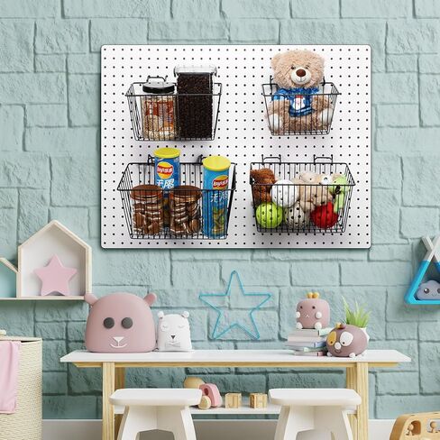 4 عبوات من سلال Pegboard من Sieral، مجموعة متنوعة من خطافات Pegboard لتخزين الأدوات المختلفة، نظام تخزين أجزاء Pegboard منضدة أرفف أسلاك معدنية لتنظيم ملحقات الأجهزة in Kuwait