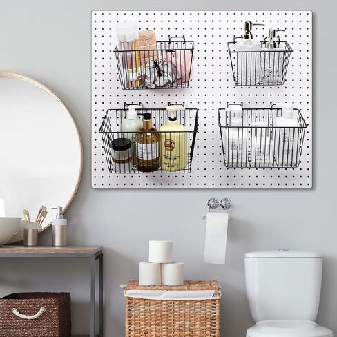 4 عبوات من سلال Pegboard من Sieral، مجموعة متنوعة من خطافات Pegboard لتخزين الأدوات المختلفة، نظام تخزين أجزاء Pegboard منضدة أرفف أسلاك معدنية لتنظيم ملحقات الأجهزة in Kuwait