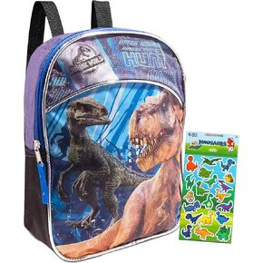 Jurassic World Mini Backpack Bundle ~ 11 Inch Jurassic World School Supplies Dinosaur Backpack with Bonus Dinosaur Stickers (Dinosaur School Supplies)
