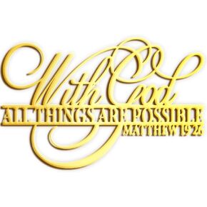 With God All Things Are Possible Sign Metal Wall Decor, 18"X12" Inch Religious Scripture Black Christian Bible Verses Everthing Is Possible with God Bibical Wall Hanging Decoration (Black)