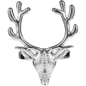 Veemoon Wood Napkin Holder Holiday Napkin Rings, 4Pcs Deer Napkin Rings Golden Reindeer Head Serviette Rings Holders Deer Napkin Rings for Christmas Dinners Parties Napkin Holders