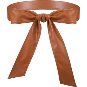 Women Leather Wrap Belt Obi Waist Fashion Tie Belt PU Sash Belt for Dress Coat 1.85 Wide