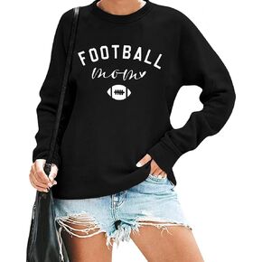 Women Football Mom Graphic Sweatshirt: Funny Game Day Pullover Casual Sunday Funday Long Sleeve Sweater Tops