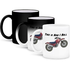 3dRose This Is How I Roll Dirt Bike Design Ceramic Mug, 15 oz, White
