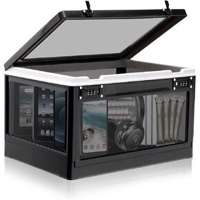 Lalifebuss Large Lock Boxes for Personal Items, Combination Lockable Storage Box for Office Locker/School/Medicine/Snacks/Phone Jail/Electronic/Home (Black&White)