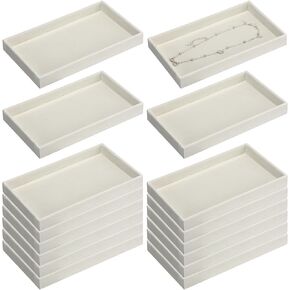 Inbagi 16 Pcs Small Velvet Jewelry Tray Stackable Jewelry Drawers Organizer Trays Storage Display Trays for Earring Ring Necklace Bracelet 8.3 x 5 x 1 Inches, Grey