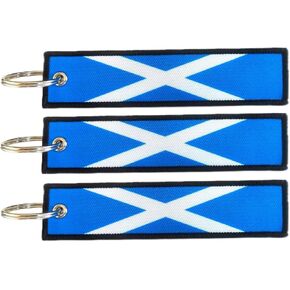 JAVD Scottish Flag Keychain Tag with Key Ring - Keys, Cars, Motorcycles, Backpacks, Luggage and Gifts - EDC (3 Pack)