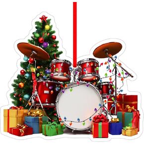 FLYAB Drums Christmas Ornaments Drums Ornaments for Christmas Tree Musical Instruments Ornament Musical Gifts for Men Drum Lovers Drum Christmas Xmas Hanging Ornament for Music Lovers