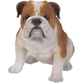 Realistic Life Size Bulldog Statue Detailed Glass Eyes Hand Painted Resin 18 inch Figurine Home Decor Amazing Likeness
