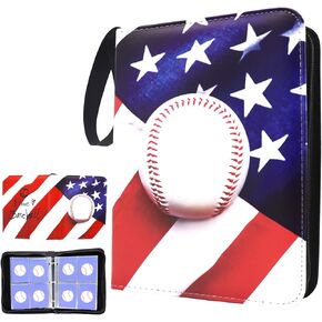 Baseball Card Binder 4-Pocket American Baseball Card Holder Album 400 Pockets Trading Cards Holder Zipper Binder for Cards Collection Birthday Gift
