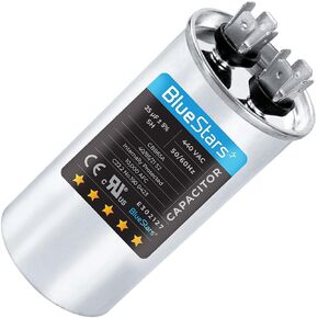 BlueStars [New 2024] Ultra Durable 7.5 uf ± 5% MFD 370 or 440 Oval Run Capacitor CBB65 50/60 Hz TP-CAP-80/5/440R - Exact fit for Condenser Straight Cool & Heat Pump Air Conditioner