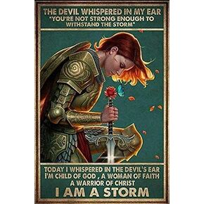 I Am A Storm Woman Of Poster Art Print Wall Art Metal Painting 12x8 Inch Vintage Tin Sign Art Print Decor Faith Warrior