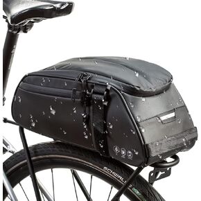 ZIMFANQI Bike Rear Bag Reflective,Water Resistant Bicycle Pannier Rack Bag Cargo Trunk Storage Cycling Carrier Chest Bag,8L Capacity with Multi Pocket Taillight Loop,Shoulder Strap for Outdoor