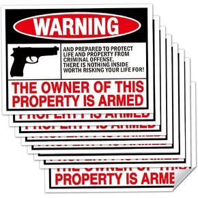 8 Pack Second 2nd Amendment Handgun Pistol Gun Owners Warning Security Sticker Decal,Gun Owner Signs for Home,4 x 3 inch Self Adhesive Vinyl,UV resistant, waterproof.