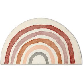 Mingnei Boho Door Mat Half Circle Rug,Boho Neutral Rainbow Faux Cashmere Mat Floor Mat for Bathroom Kitchen Indoor Outdoor Entrance 28x 16 Door Mat,Boho Bathroom Decor,Bohemian Decor for Home