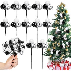 Syhood 12 Set Christmas Tree Picks 7.9 Inch Red Green Gold Christmas Ball Ornaments on Wired Picks Shatterproof Plastic Hanging Ornaments for Xmas Tree Vase Fillers Wreath Crafts Decor