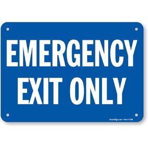 SmartSign 7 x 10 inch “Emergency Exit Only" Sign with Pre-Cleared Holes, Digital Printing, 55 mil HDPE Plastic, Blue and White