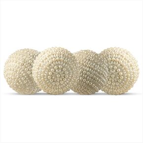 SARO LIFESTYLE Beaded and Pearl Orb (Set of 4)