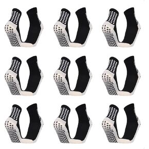 9 Pairs Mens Soccer Socks With Grips Pads Non Slip Football Basketball Sports Training Cushioned Athletic Socks Youth