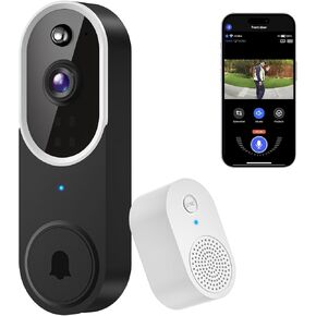 1080P Wireless Video Doorbell Camera, Smart Security Doorbell Camera, Cloud Storage,AI Human Detection, Instant Alert, Night Vision, Two Way Audio, 2.4G WiFi Only