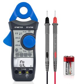 BTMETER Clamp Multimeter BT-870K, DC AC Digital Voltage Current Meter, Auto Electric DMM Tester Avometer for Volt Amp Ohm Hz Temp Diode Continuity