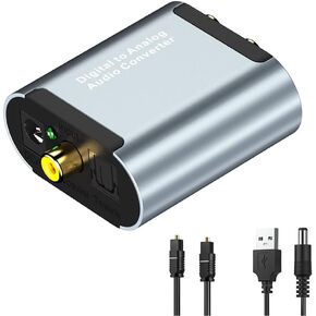 محول Tianle 192 كيلو هرتز DAC، محول SPDIF Toslink الرقمي إلى محول صوت ستيريو تناظري، محول R/L مع كابل بصري، مقبس 3.5 مم متوافق مع HDTV PS4 Xbox DVD Blu-ray، أسود in Kuwait