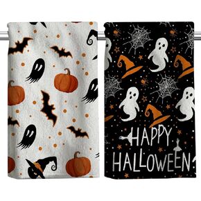 2Pcs Halloween Kitchen Towels Halloween Hand Towels, 18x26 Inch Drying Cloth Towel Halloween Scary Halloween Dish Towels for Kitchen Home, Living Room Dining Room Table Decor