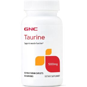 GNC Taurine Capsules 500 mg - 50 Vegetarian Caplets (50 Servings)
