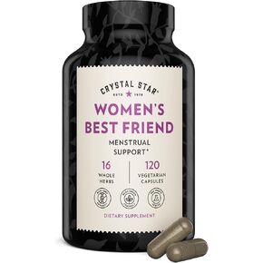 Crystal Star Women's Best Friend for Periods, 120 Capsules - Menstrual Abdominal Cramps, Bloating, & Monthly Cycle Support - Natural Female Herbal Supplement Caps - Vegetarian Vegan Non-GMO