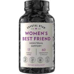 Crystal Star Women's Best Friend for Periods, 120 Capsules - Menstrual Abdominal Cramps, Bloating, & Monthly Cycle Support - Natural Female Herbal Supplement Caps - Vegetarian Vegan Non-GMO