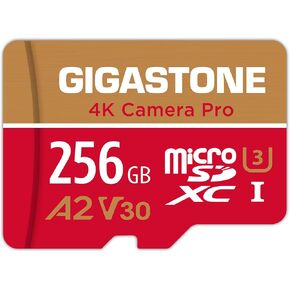 [5-Yrs Free Data Recovery] GIGASTONE 256GB Micro SD Card with USB 3.2 Type C Card Reader, 4K Camera Pro MAX, A2 V30 MicroSDXC Memory Card for Gopro, 4K UHD Video, Up to 130/85 MB/s with Adapter