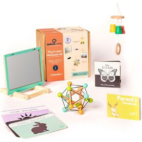 Montessori Toys for 1 Year Old, 6-in-1 Educational Wooden Toys for 1 Year with Ring Stacker, Ball Drop, Pop Up Toy, Toddler Flashcards, Sensory Learning Toy Play Set for Kids