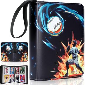 Baseball Card Binder, Trading Card Binder with 50 Removable Sleeves Fits 400 Cards, Baseball Card Holder for Cards Display and Organizer, Card Collection Binder Album Book Case, Blue 4 Pocket