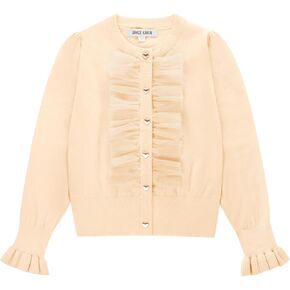 GRACE KARIN Girls' Cardigan Button Up Knit Mesh Ruffle Uniform Sweater Size 5-12
