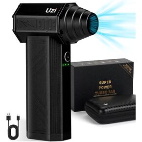 Uzi Electric Air Duster 150000RPM Compressed Air Jet, 4Gear Adjustable Portable Dry Jet Blower,Can for Computer Keyboard,Outdoors,Home,Car(White+Black)