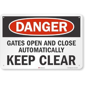 SmartSign "Danger - Gates Open and Close Automatically" Sign | 12" x 18" 3M High Intensity Grade Reflective Aluminum