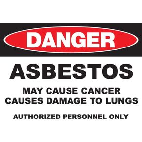 ZING 2659S Eco GHS Sign, Danger, Asbestos, 10Hx14W, Recycled Polystyrene Self Adhesive