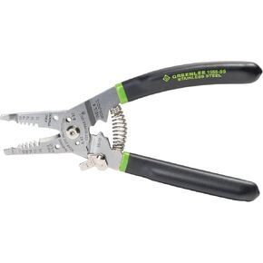 Greenlee 1955-SS Stainless Steel Wire Stripper for 10-18 AWG Solid and 12-20 AWG Stranded, Heavy-Duty Stripper, Cutter, and Crimper Tool